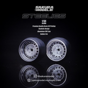 Sakura - Custom wheel 64 scale model Banded Steelies