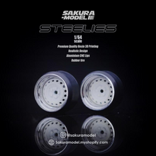 Load image into Gallery viewer, Sakura - Custom wheel 64 scale model Banded Steelies