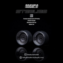 Load image into Gallery viewer, Sakura - Custom wheel 64 scale model Banded Steelies