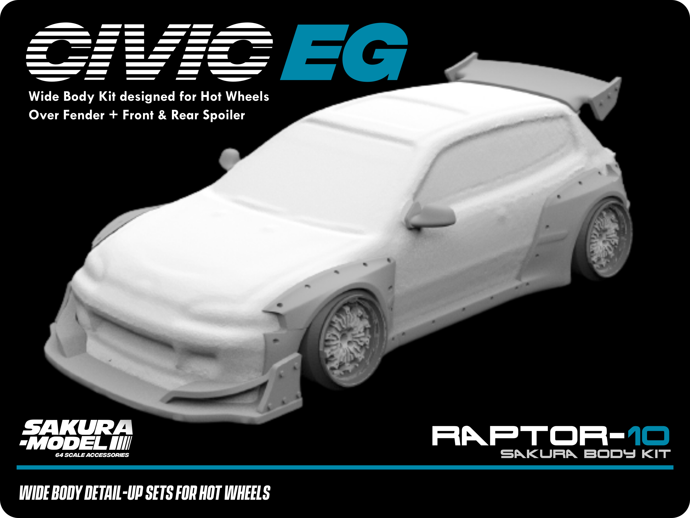 Sakura Add on Body kit for Hot Wheels Civic EG6